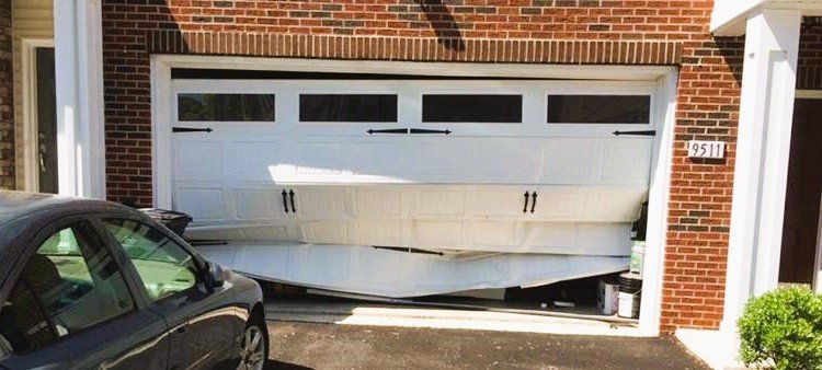 professional service vehicle with a company logo parked in front of a home, showcasing "Same-Day Garage Door Repair" services in Bradenton, FL