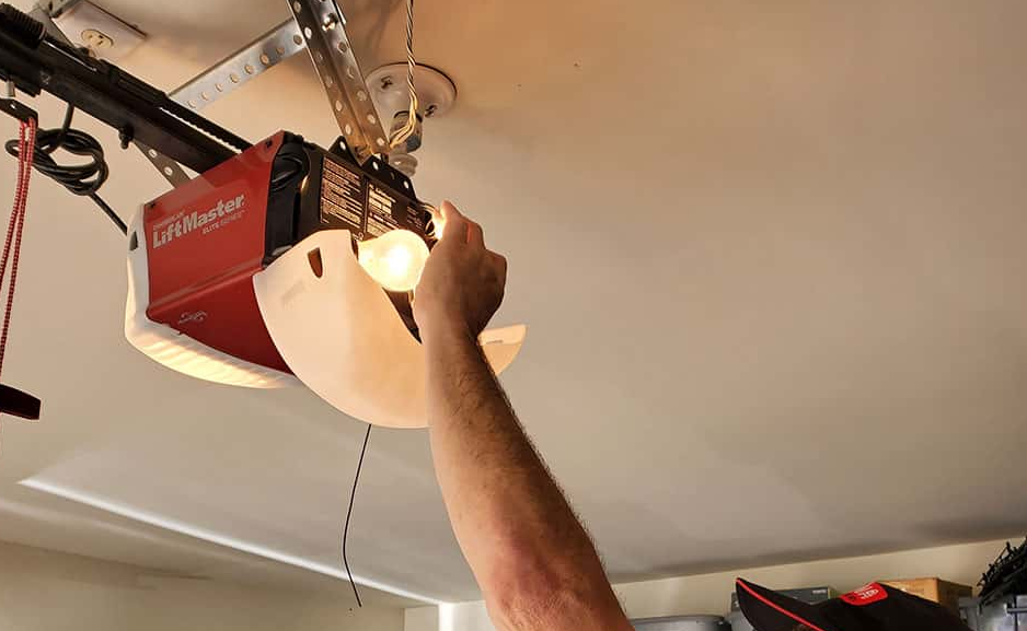 a technician performing garage door opener repair in Bradenton, FL, enhancing the safety and functionality of residential garage doors.